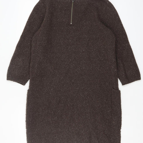 Monsoon Women’s Brown Wool Alpaca Tunic Jumper Medium 3/4 Sleeve