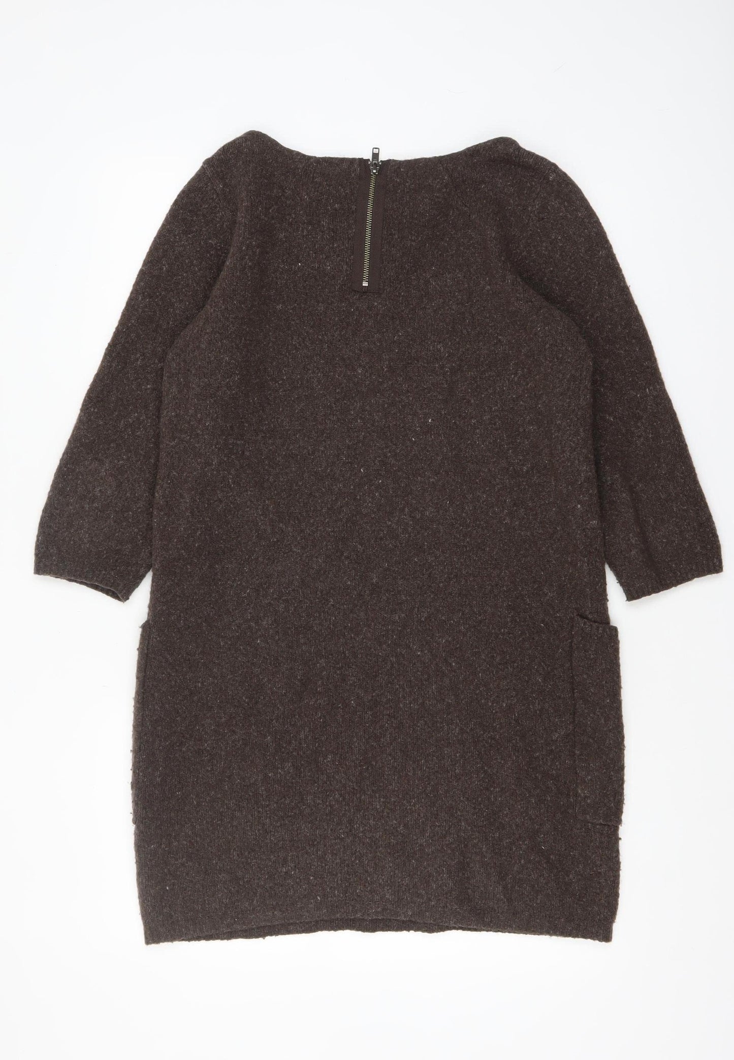 Monsoon Women’s Brown Wool Alpaca Tunic Jumper Medium 3/4 Sleeve