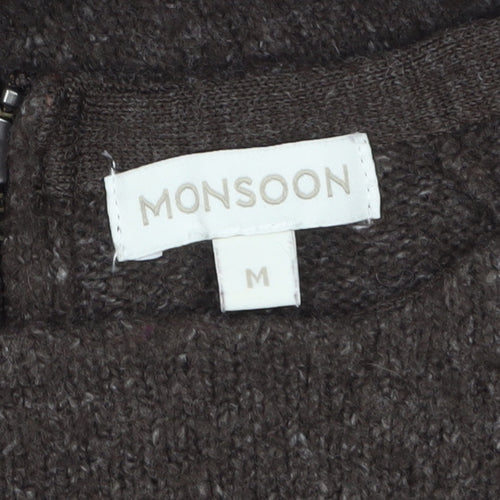Monsoon Women’s Brown Wool Alpaca Tunic Jumper Medium 3/4 Sleeve