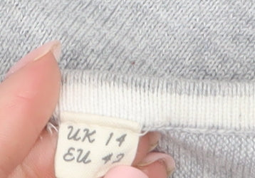 White Stuff Women's Grey Cotton Modal Pullover Jumper UK 14