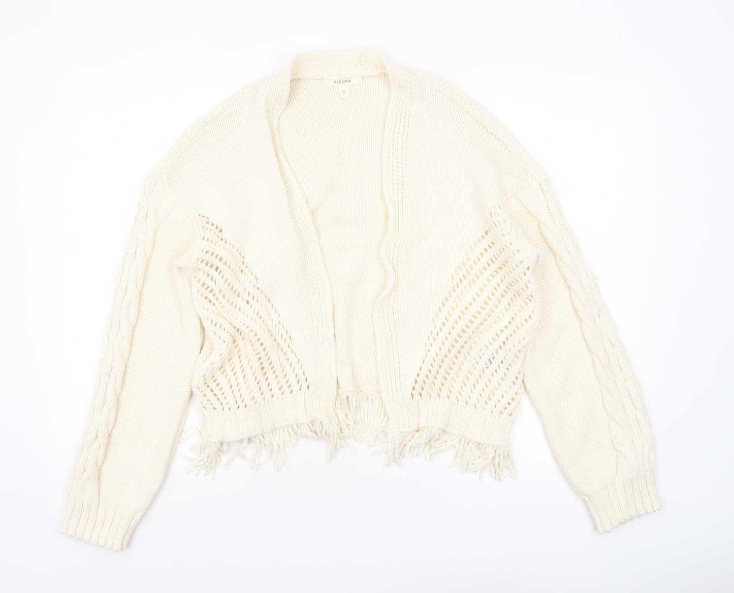 Marks and Spencer Per Una Women’s Ivory Knit Fringe Cardigan M