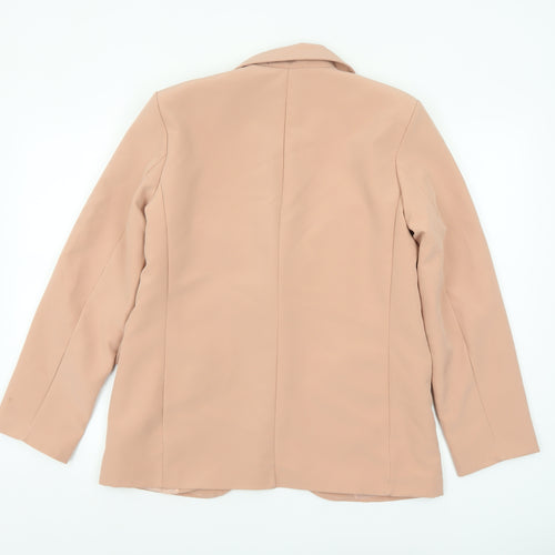 Boohoo Women Beige Single-Breasted Blazer UK 10 Polyester Slim Fit