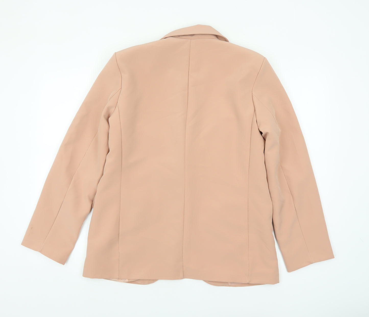 Boohoo Women Beige Single-Breasted Blazer UK 10 Polyester Slim Fit