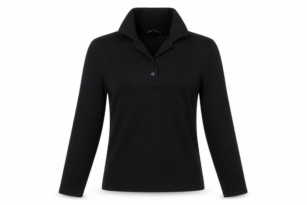 Front view of Zara women’s black collared henley knit jumper, size S