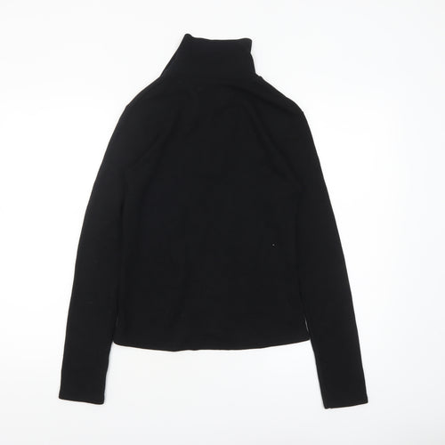 Zara Womens Black Collared Henley Knit Jumper Size S