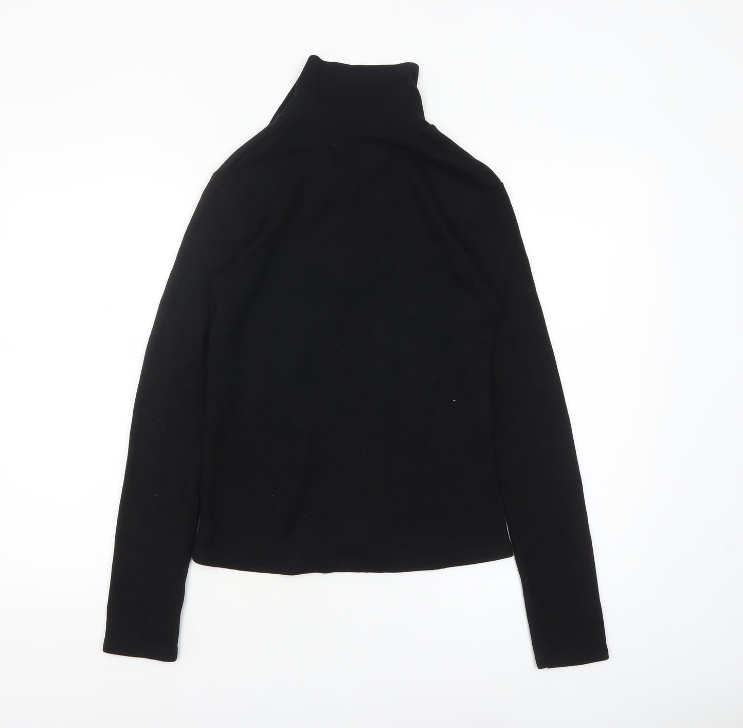 Zara Womens Black Collared Henley Knit Jumper Size S