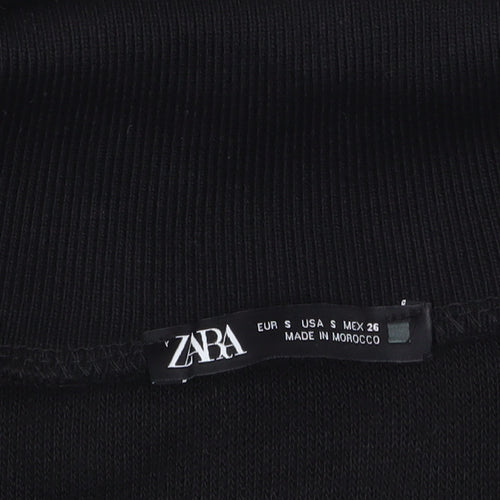 Zara Womens Black Collared Henley Knit Jumper Size S