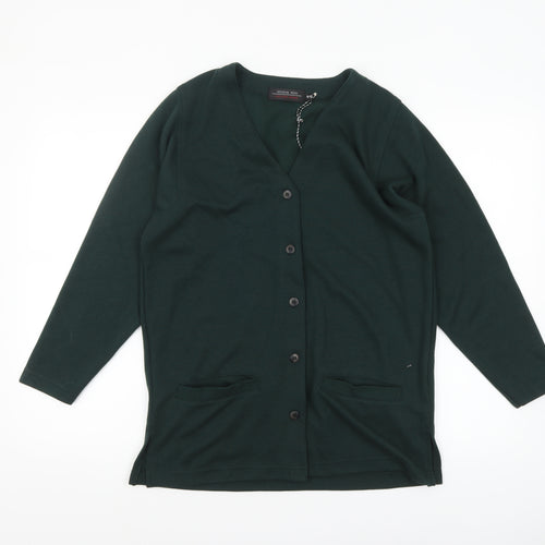 Jessica Reid Women's Green Knit Coatigan Size 8 Classic Mid-Length