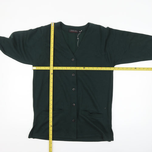 Jessica Reid Women's Green Knit Coatigan Size 8 Classic Mid-Length