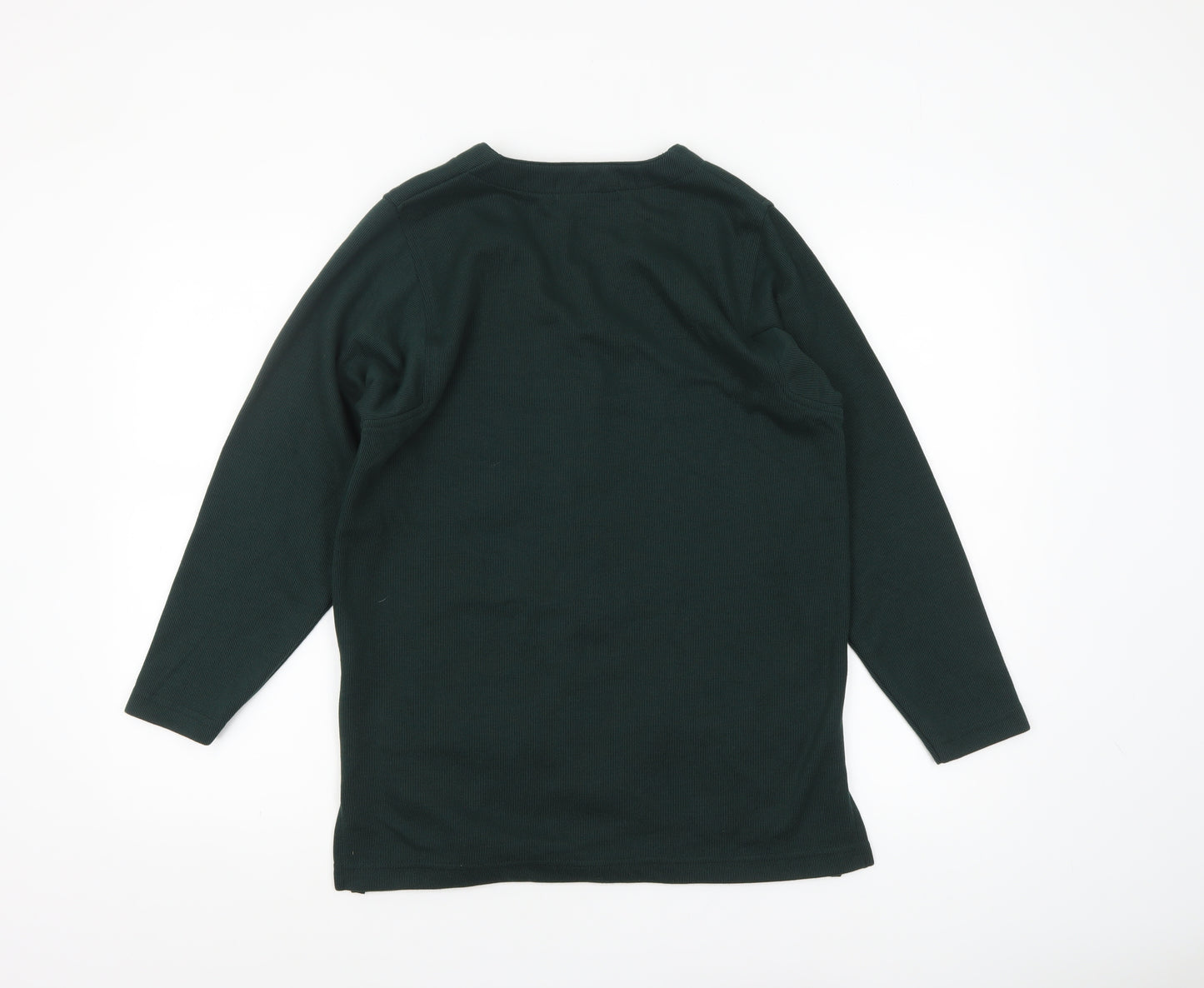 Jessica Reid Women's Green Knit Coatigan Size 8 Classic Mid-Length