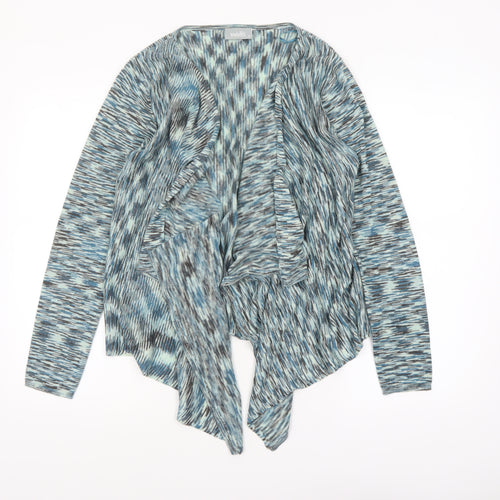Wallis Women Blue Geometric Knit Open Front Cardigan M