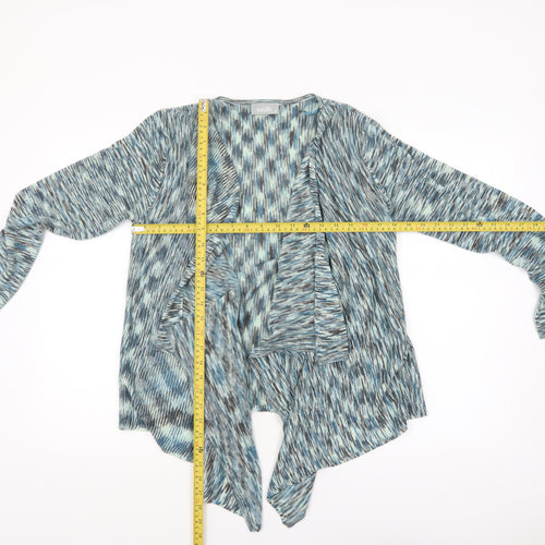 Wallis Women Blue Geometric Knit Open Front Cardigan M