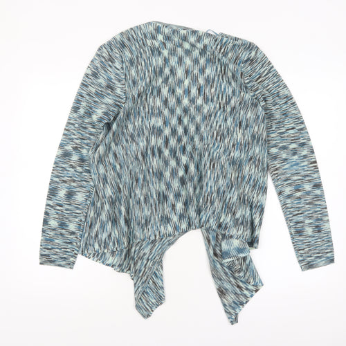 Wallis Women Blue Geometric Knit Open Front Cardigan M