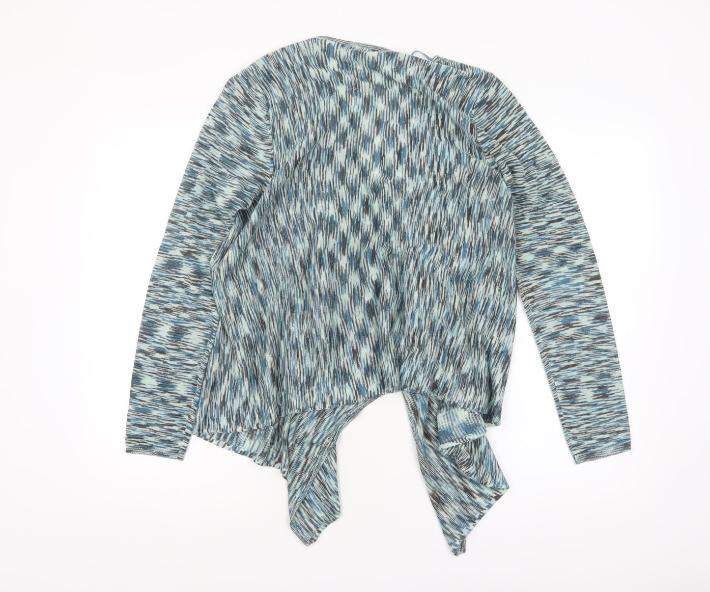 Wallis Women Blue Geometric Knit Open Front Cardigan M