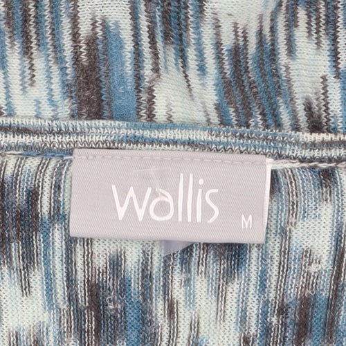 Wallis Women Blue Geometric Knit Open Front Cardigan M