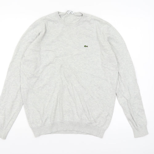 Lacoste Boys Grey Cotton Crew Neck Pullover Jumper Size 16 Years