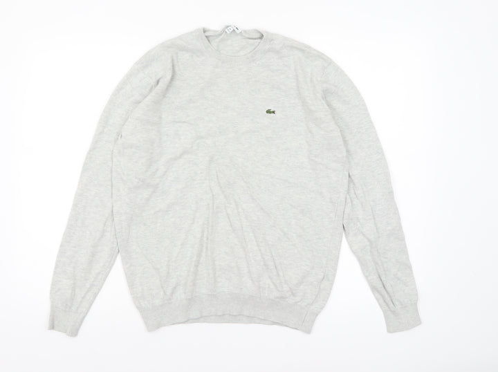 Lacoste Boys Grey Cotton Crew Neck Pullover Jumper Size 16 Years
