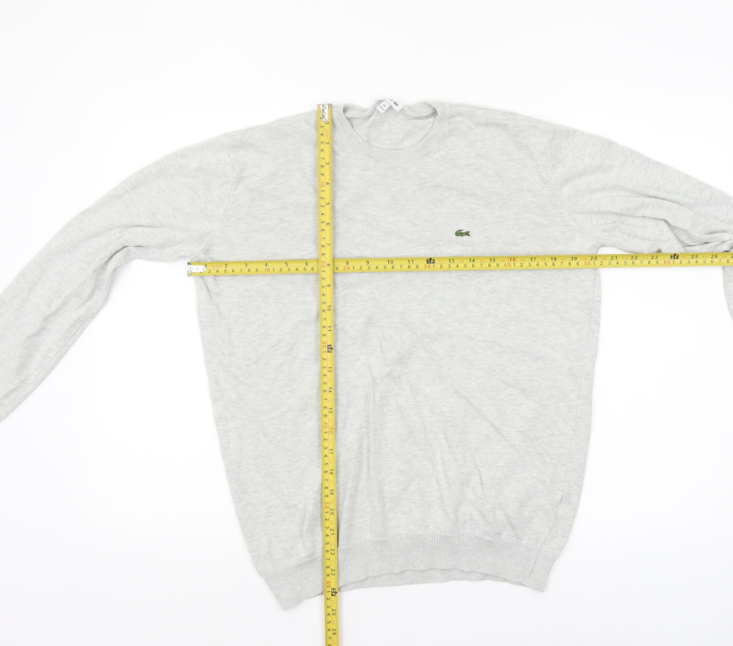 Lacoste Boys Grey Cotton Crew Neck Pullover Jumper Size 16 Years