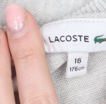 Lacoste Boys Grey Cotton Crew Neck Pullover Jumper Size 16 Years