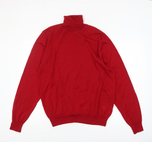 Peter Christian Men’s Red Merino Wool Roll Neck Jumper Size L