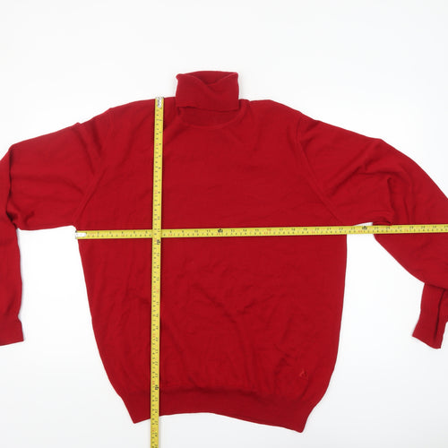 Peter Christian Men’s Red Merino Wool Roll Neck Jumper Size L