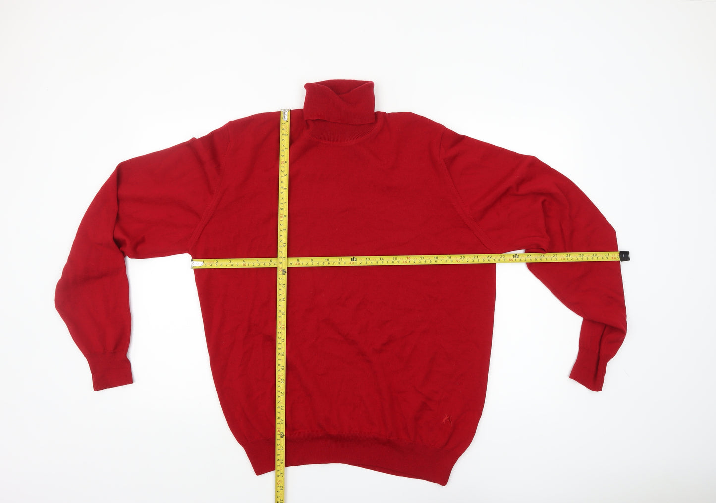 Peter Christian Men’s Red Merino Wool Roll Neck Jumper Size L