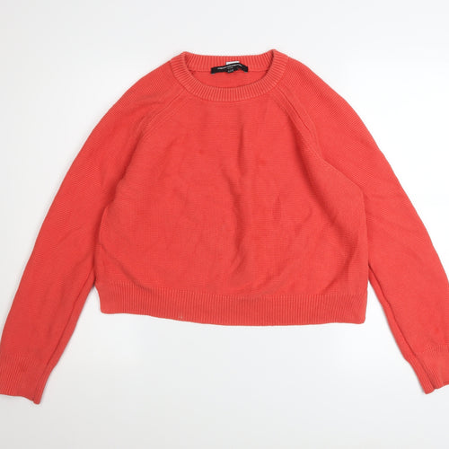 French Connection Women's Red Cotton Crew Neck Jumper Size 16 XL