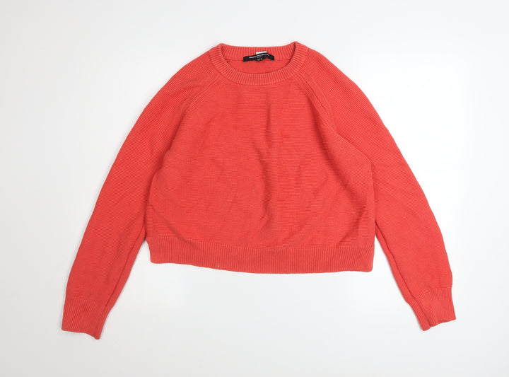 French Connection Women's Red Cotton Crew Neck Jumper Size 16 XL