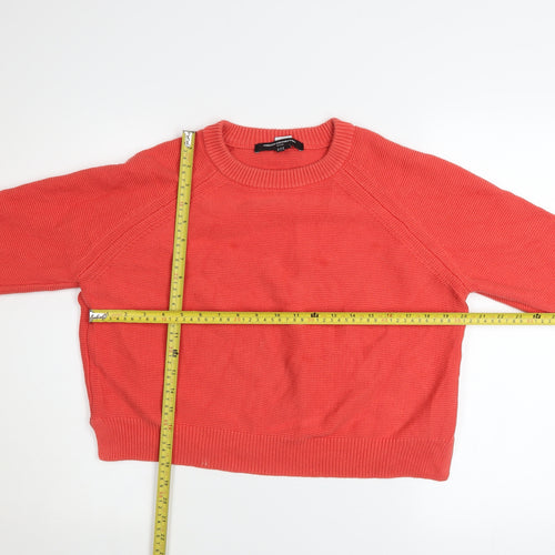 French Connection Women's Red Cotton Crew Neck Jumper Size 16 XL