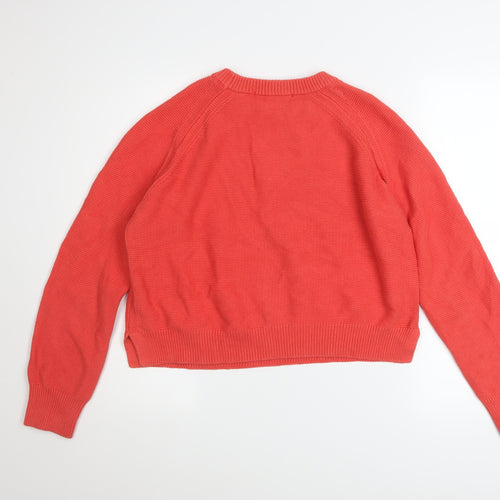 French Connection Women's Red Cotton Crew Neck Jumper Size 16 XL