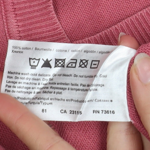 Hugo Boss Men's Pink Cotton V-Neck Jumper XL