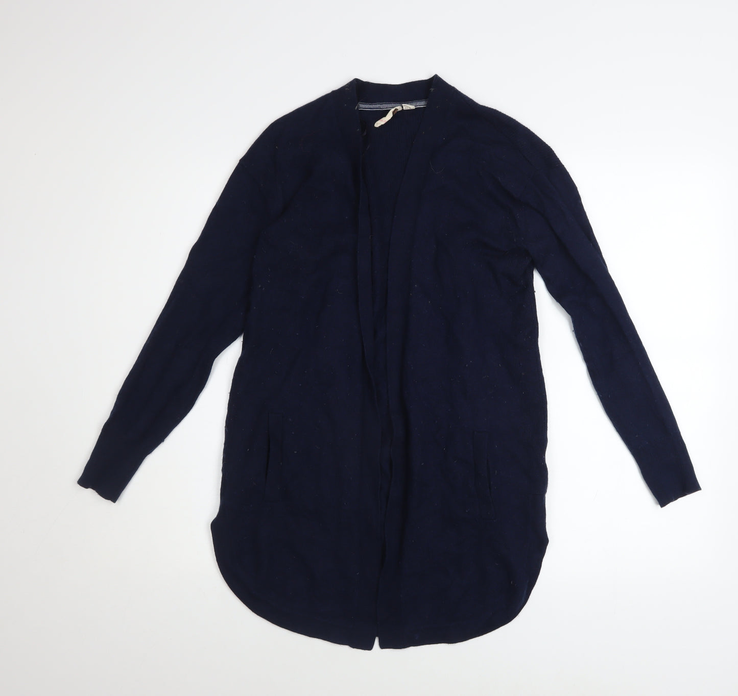White Stuff Women's Blue Merino Wool Blend Long Sleeve Open Cardigan Size 10