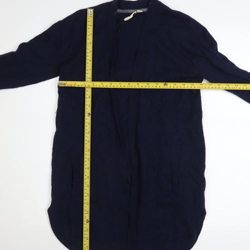 White Stuff Women's Blue Merino Wool Blend Long Sleeve Open Cardigan Size 10