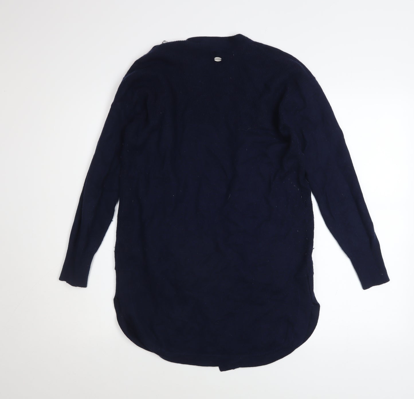 White Stuff Women's Blue Merino Wool Blend Long Sleeve Open Cardigan Size 10