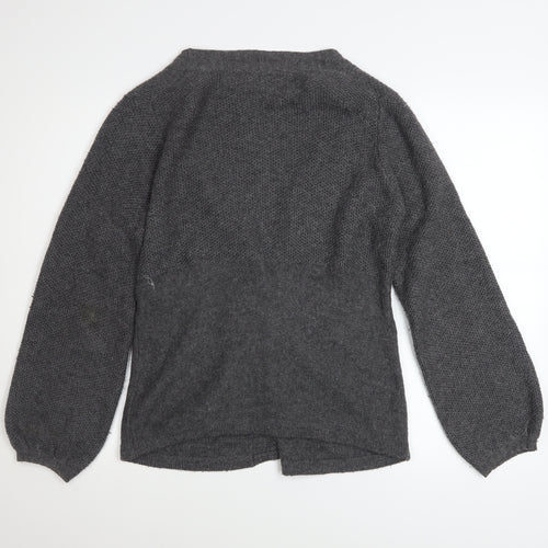 Marks and Spencer Women Grey Size 14 V-Neck Button Cardigan