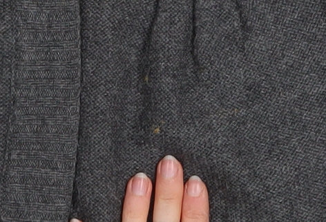 Marks and Spencer Women Grey Size 14 V-Neck Button Cardigan