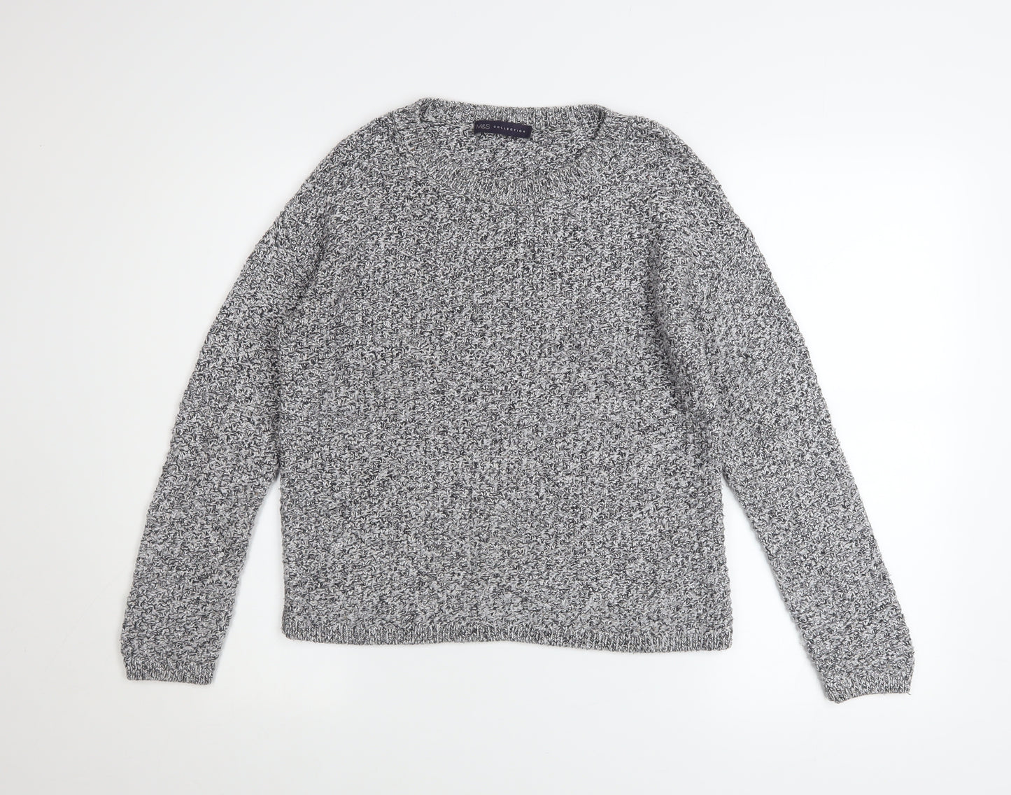 Marks and Spencer Womens Grey Chunky Knit Crew Neck Jumper Size 10