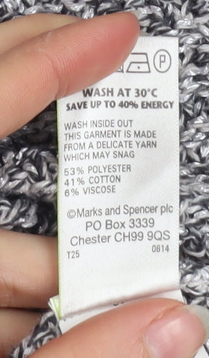 Marks and Spencer Womens Grey Chunky Knit Crew Neck Jumper Size 10
