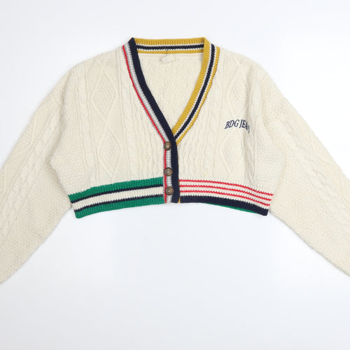 Urban Outfitters Women’s Ivory Cable-Knit Cropped Cardigan S