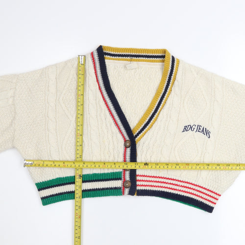 Urban Outfitters Women’s Ivory Cable-Knit Cropped Cardigan S
