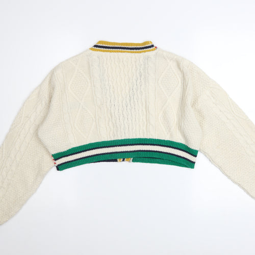 Urban Outfitters Women’s Ivory Cable-Knit Cropped Cardigan S