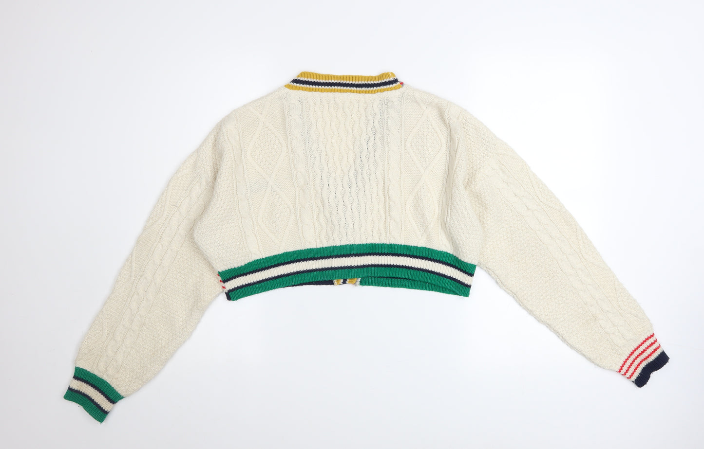 Urban Outfitters Women’s Ivory Cable-Knit Cropped Cardigan S