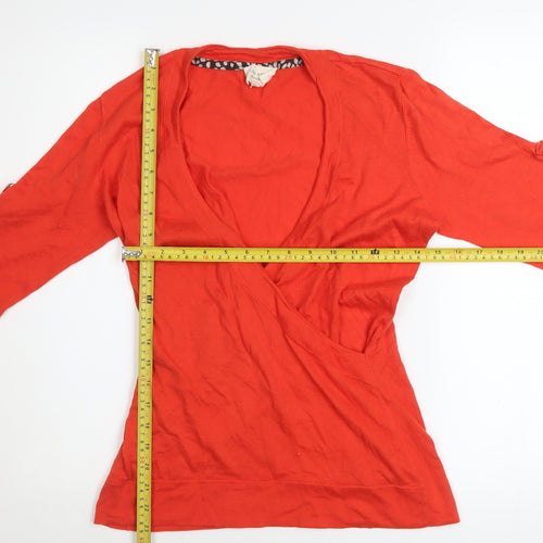 Laura Ashley Women’s Red Wrap Blouse UK 12 Cotton Jersey 3/4 Sleeve
