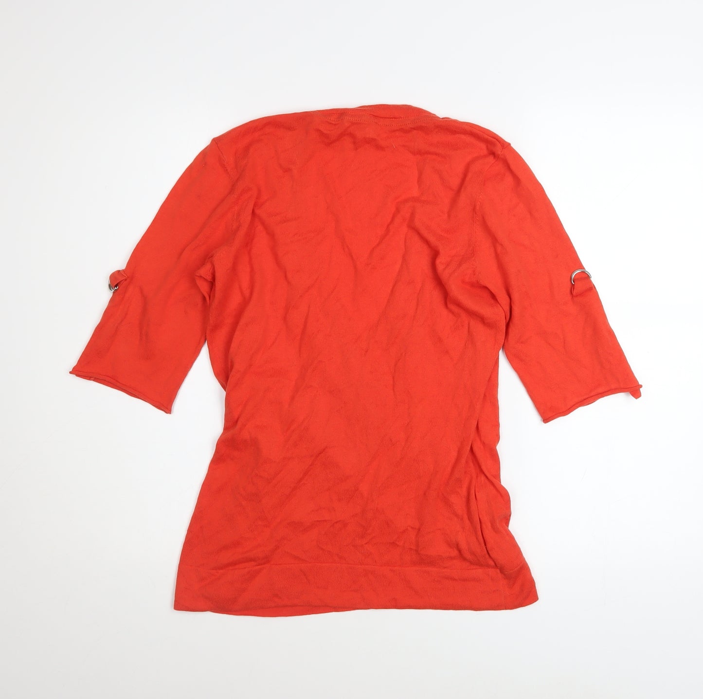 Laura Ashley Women’s Red Wrap Blouse UK 12 Cotton Jersey 3/4 Sleeve