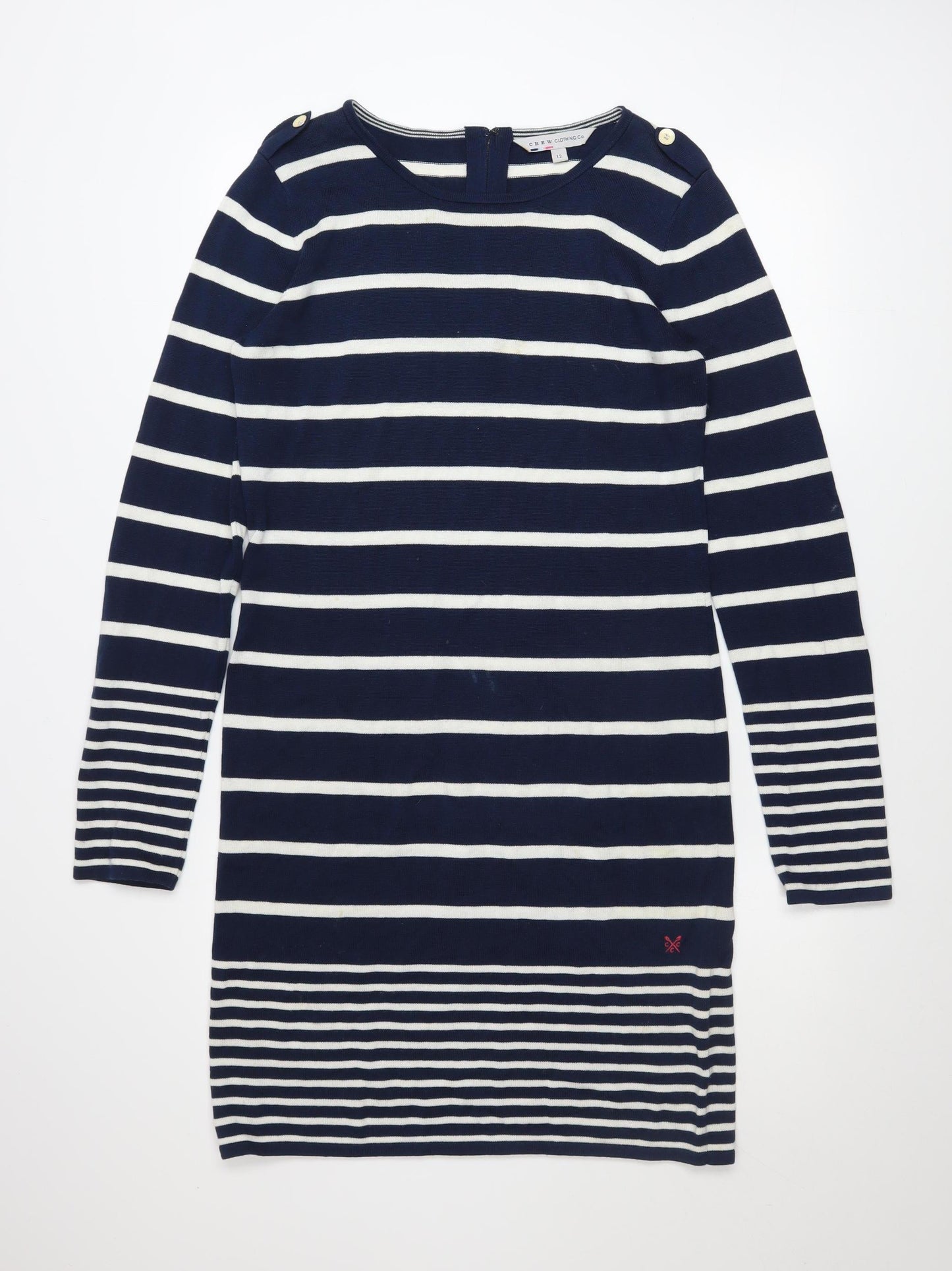 Crew Clothing Co. Women Blue Striped Shift Dress Size 12