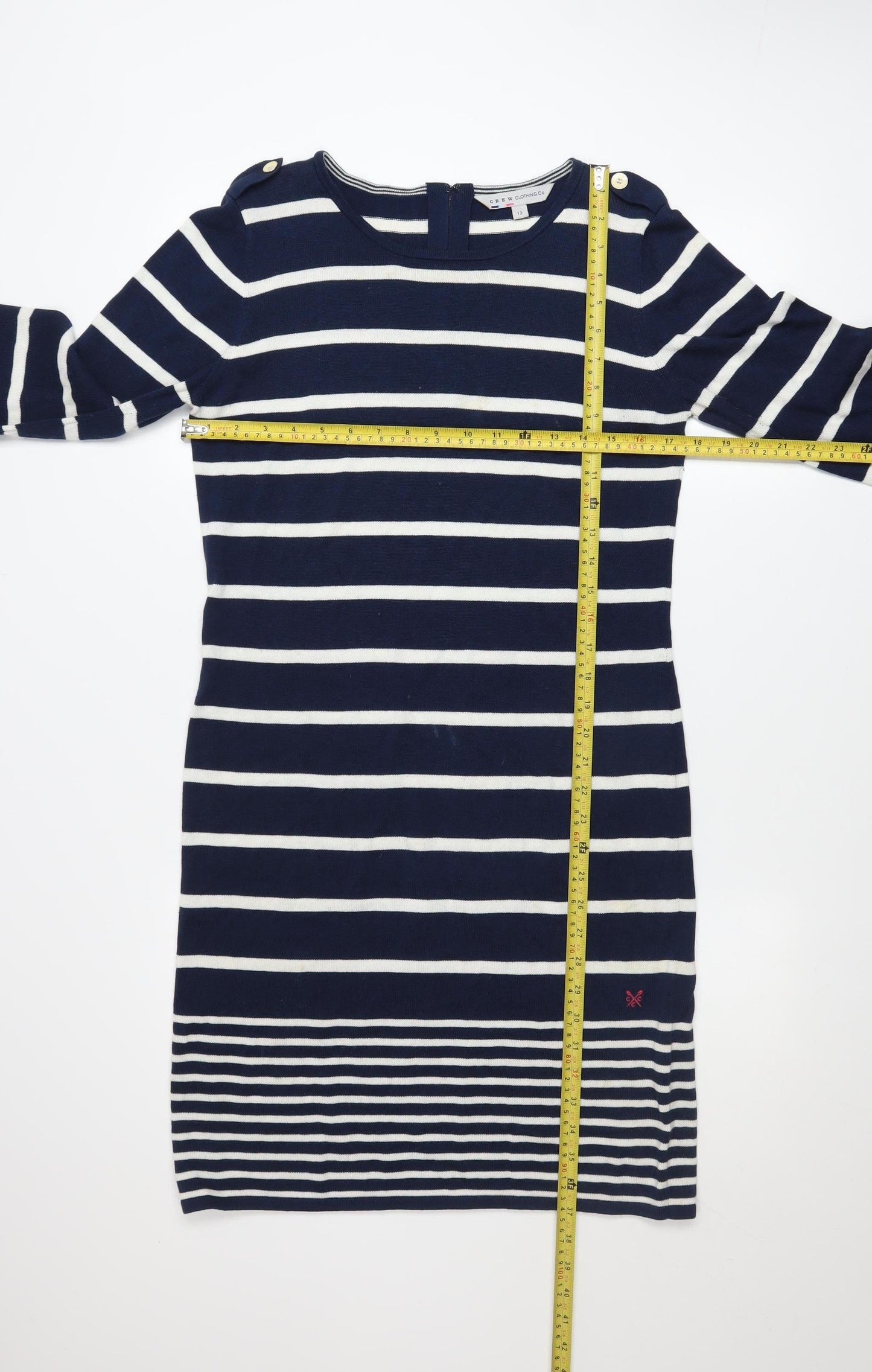 Crew Clothing Co. Women Blue Striped Shift Dress Size 12