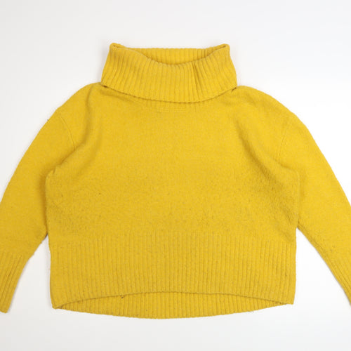Rachel Zoe Women Yellow Roll Neck Wool Blend Jumper Size M
