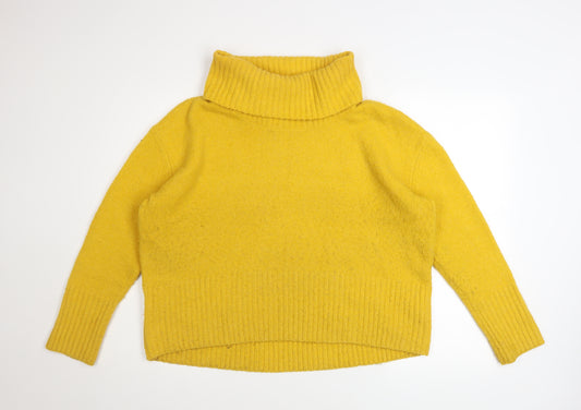 Rachel Zoe Women Yellow Roll Neck Wool Blend Jumper Size M