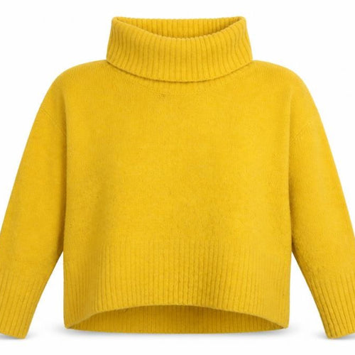 Rachel Zoe Women Yellow Roll Neck Wool Blend Jumper Size M