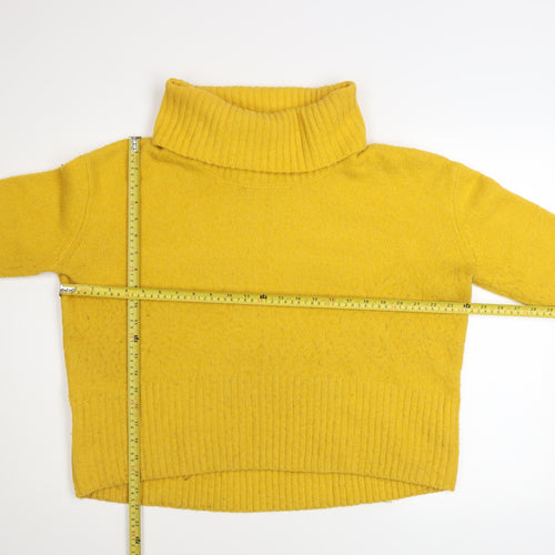 Rachel Zoe Women Yellow Roll Neck Wool Blend Jumper Size M